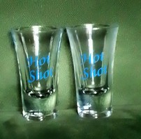 Two liqueur glass cups with the inscription hot shot, for Galliano liqueur and coffee cocktails