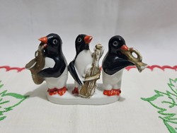 Antik Wagner & Apel porcelán pingvin trió zenészek