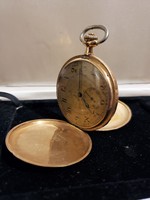 Antique omega pocket watch with double cover, 14 carat gold