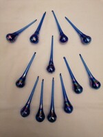 12 drop-shaped blown glass ornaments