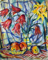 XX no.: Hungarian painter: tulip still life with fruits