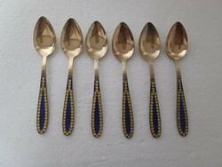 Russian silver gilded enamel spoons 6 pcs