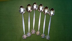 Különleges, értékes  aranyozott-ezüstözött teáskanál szett díszes nyéllel dobozában-ajándékba is