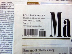 2022 July 13 / Hungarian nation / for birthday!? Original newspaper! No.: 23699