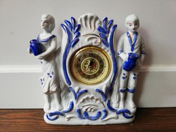 Decorative porcelain fireplace clock with double figures