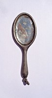 Old tiny silver mirror with pendant
