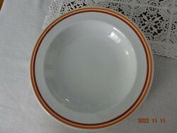 Alföldi porcelain deep plate, dia. 21.5 Cm. With a brown/yellow stripe on the edge. He has!