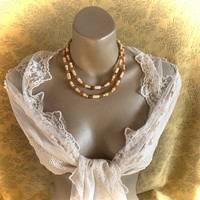 Vintage bone and agate mineral necklaces, gemstone necklaces, carved bone eyes