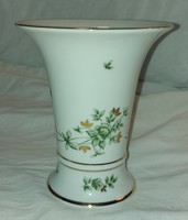 Hollóházi porcelán zöldvirágos váza