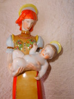 Antique large size (36 cm) Matyó Herend Madonna with Little Jesus, 1944