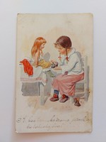 Old postcard k. Feiertag art postcard for little girls