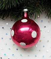 Régi pöttyös gömb karácsonyfa dísz 6-7.5cm