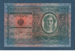 100 Korona 1912 Deutschösterreich bélyegzés Azonos oldalak Vastag Papír