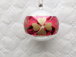 Retro glass Christmas tree ornament old painted clover pattern large sphere glass ornament