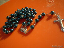 Blue, metallic 80 cm rosary, holy reader
