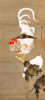 Ito Jakachu - Kakas és csirke a szőlőben - vászon reprint