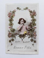 Old postcard 1910 photo postcard little girl clover