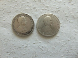 Horthy silver 5 pengő 1930 2 pieces lot!