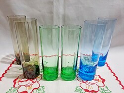 6 db retró színes csőpohár 13-14 cm magas