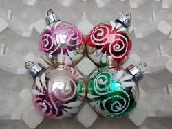 Retro glass Christmas tree decoration old painted sphere glass decoration 4 pcs