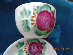 1925 Hand painted august warnecke ostfriesen rose ribbed cup with coaster