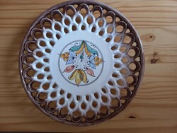 Large ceramic plate with openwork edge, haban pattern, wall decor