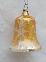 Old glass Christmas tree ornament with gold bell glass ornament