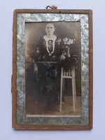 Old photo antique lady photo under glass