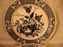 3 db kék-fehér orientalista angol nagy tányér