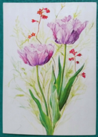 Virágos képeslap  - Grafika: Gonda-Rozs