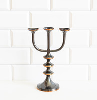 Retro copper / bronze candle holder - mid-century modern design