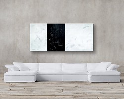 Vörös Edit : 180x80 cm - Black White Minimal Abstract Art