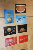 Magyar koronázási  jelképek képeslap korona, jogar, palást
