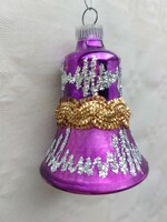 Old glass Christmas tree ornament purple bell glass ornament