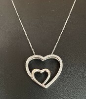 597T. From HUF 1! 10K white gold (2.0 g) accant diamond (0.2 ct) necklace with heart pendant!