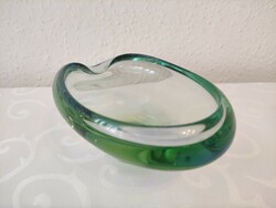 Zöld artdeco üvegtál nagyméretű hamutál