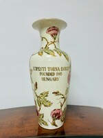 Zsolnay flower pattern vase - Újpest gymnastics association with 1885 mark - a relic for ute fans