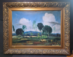 István Kun: landscape with sheep clouds - 1941 - full size: 90x70cm signed, oil on canvas