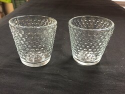 2 glass candle holders with cams, candle holders
