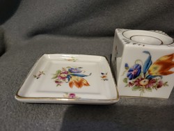 Herend porcelain inkstand, a jar, all parts marked with a tray