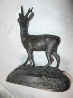 Old beautiful solid bronze deer statue with markings