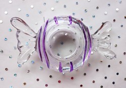Glass candy-shaped candle holder 12 cm