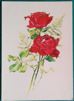 Régi virágos képeslap ,rajz: Gonda-Rozs