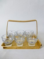 Retro blue polka dot cognac set with tray