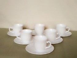 Set of 6 vintage Arcopal France Trianon milk glass white swirl espresso cup and saucer