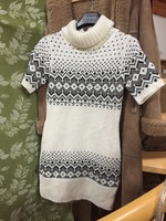 Norwegian patterned short-sleeved, long women's sweater, tunic for leggings