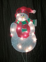 Retro Karácsonyi dekoráció hóember világító ablakdísz műanyag