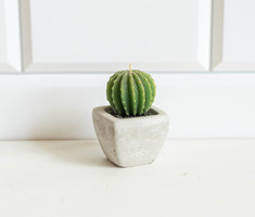 Mini kaktusz formájú gyertya cement kaspóban - babaházi kiegészítő, bababútor, miniatűr