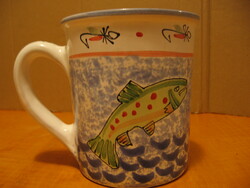 Fish-marked ceramic craft mug for decorative purposes