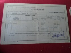 DEL014.5 Házasságlevél  NÁGOCS 1942  Kruk József , Kötcse - Tiringer Erzse , Nágocs